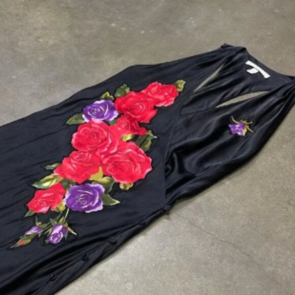 Vintage Y2K Victoria Secret Embellished Silk Floral Lingerie Slip Dress - Picture 5 of 6